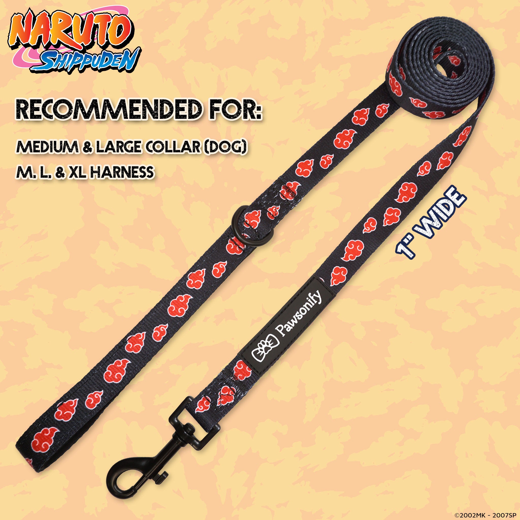 Naruto Shippuden Akatsuki Leash #size_M/L - 1 in. x 6 ft.