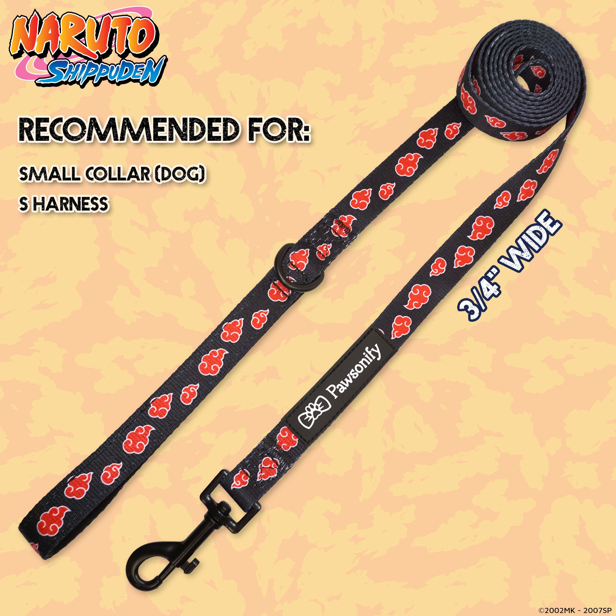 Naruto Shippuden Akatsuki Leash #size_S - 3/4 in. x 6 ft.