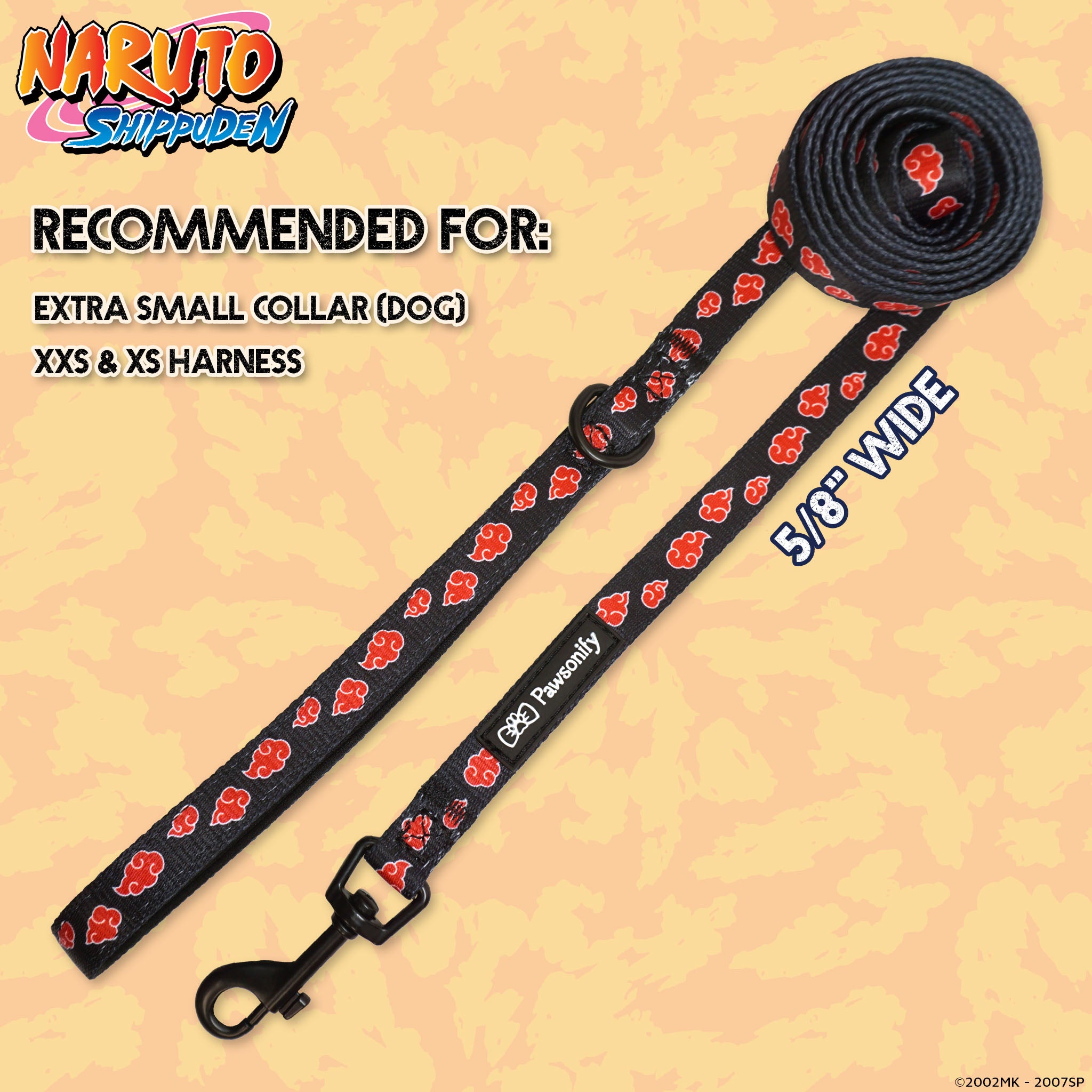 Naruto Shippuden Akatsuki Leash #size_XS - 5/8 in. x 6 ft.