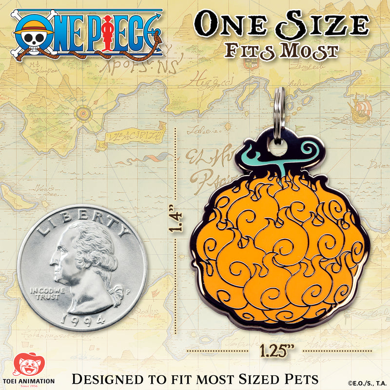 One Piece x Pawsonify - Flame Flame Devil Fruit Pet Tag - Size Reference