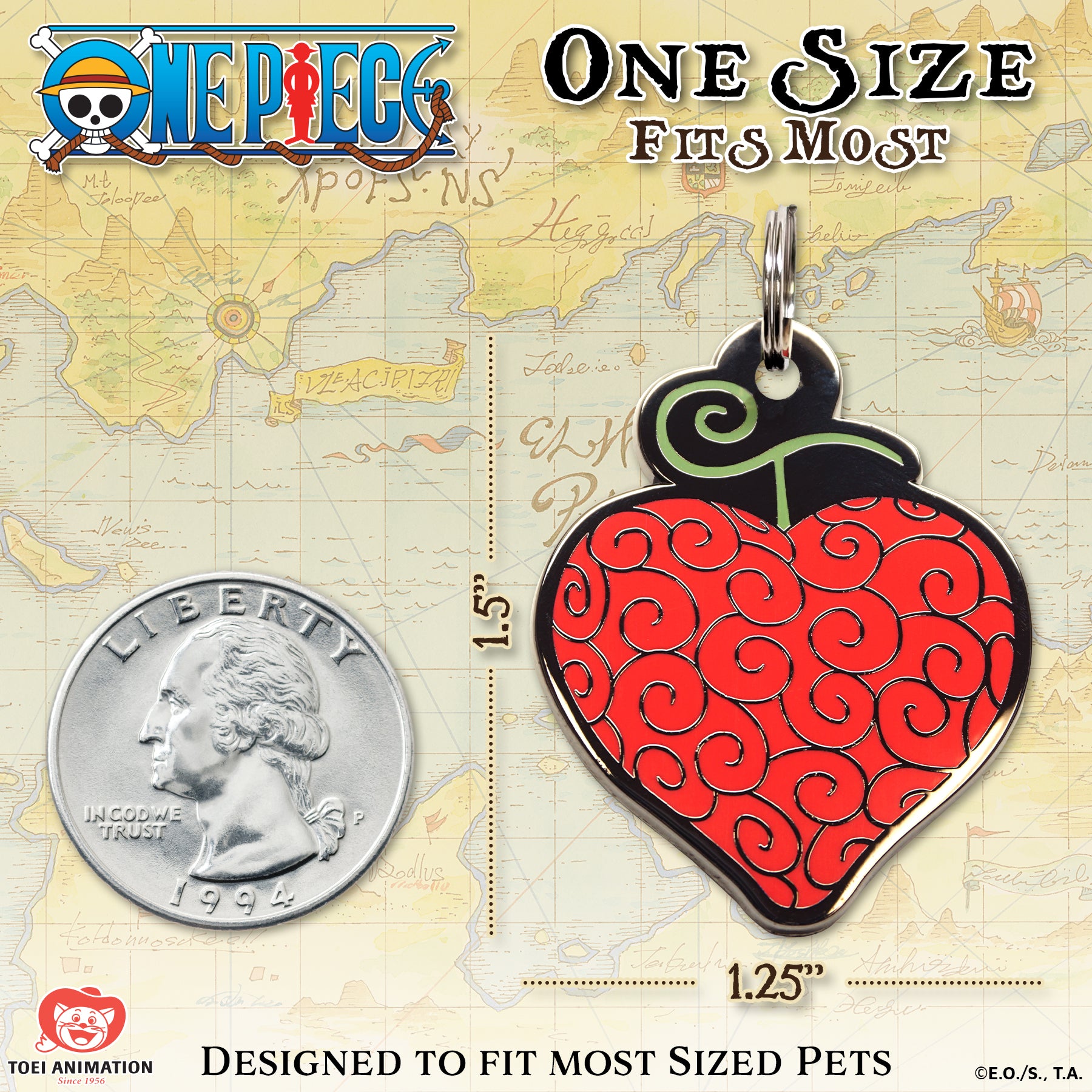 One Piece x Pawsonify - Op Op Devil Fruit Pet Tag - Size Reference