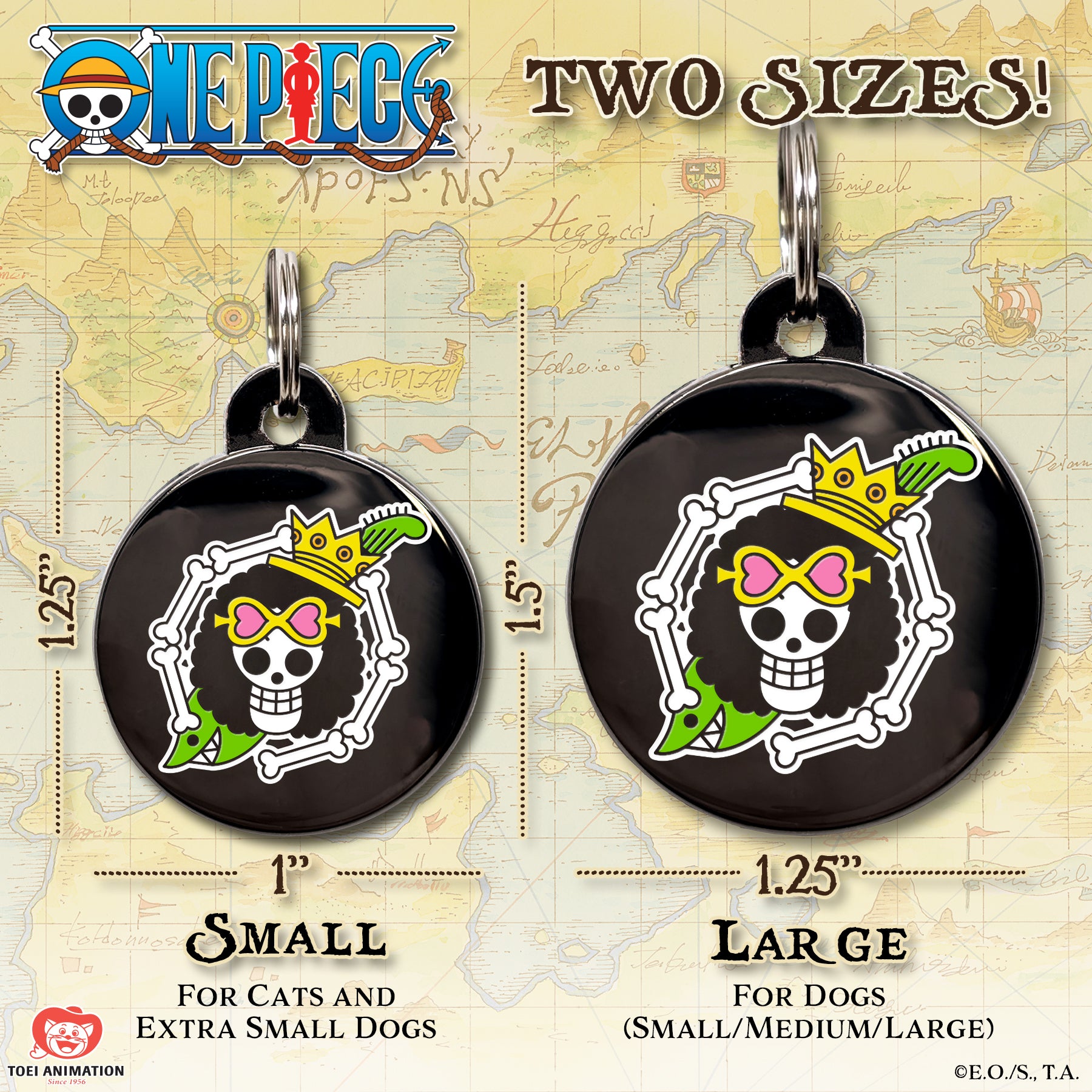 One Piece x Pawsonify - Brook's Jolly Roger Pet ID Tag - Size Reference