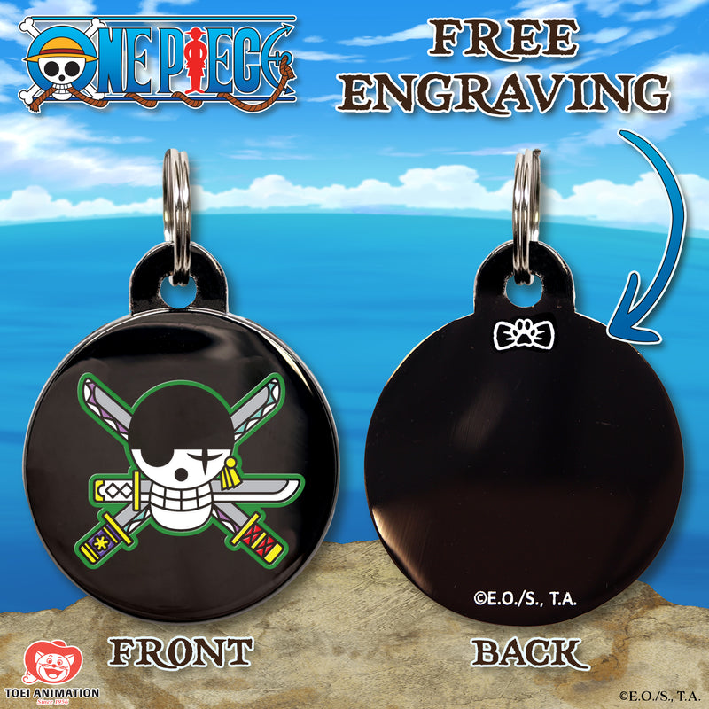 One Piece x Pawsonify - Zoro's Jolly Roger Pet ID Tag - Engraving Preview