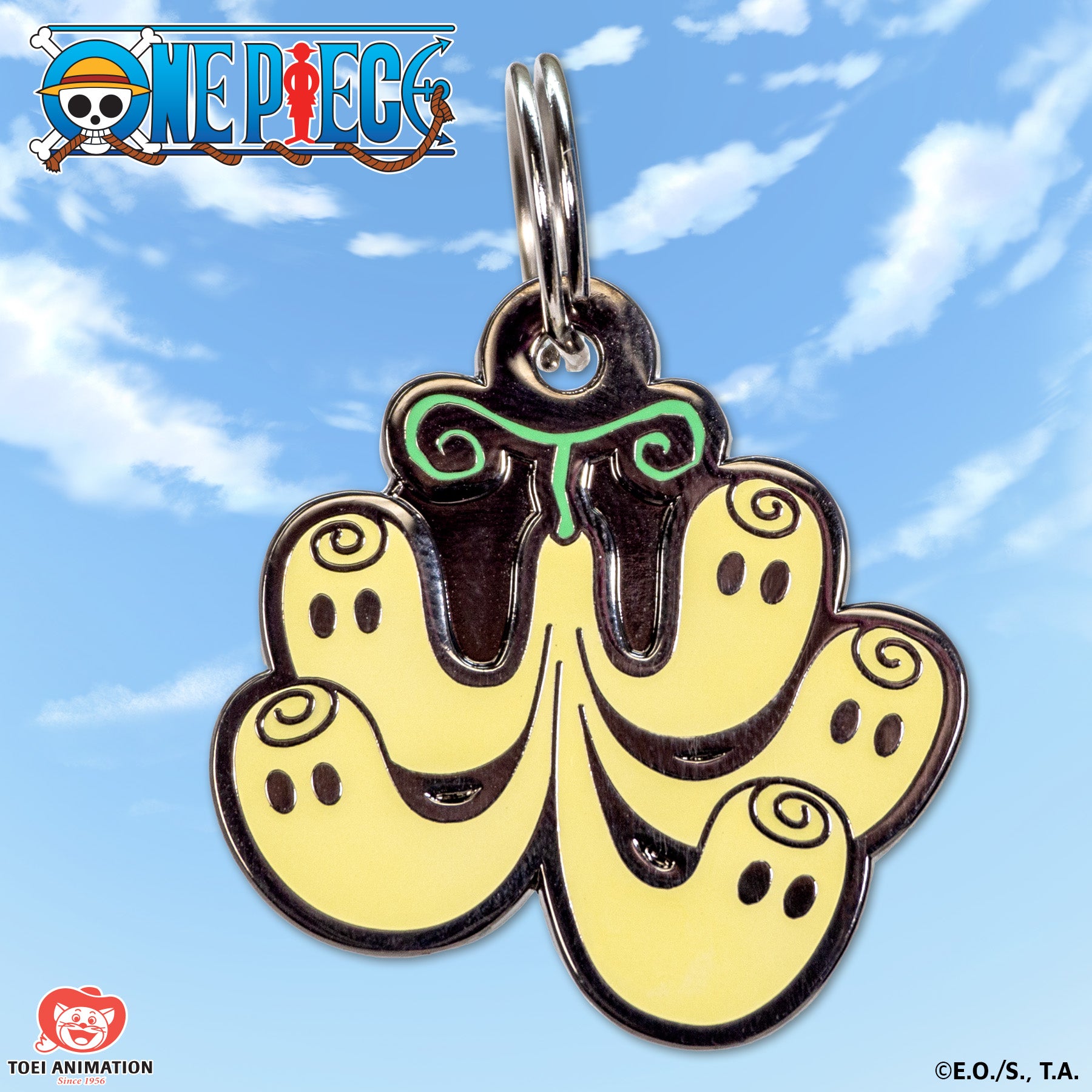 Close-up of the Hollow-Hollow Fruit Pet Tag inspired by One Piece.