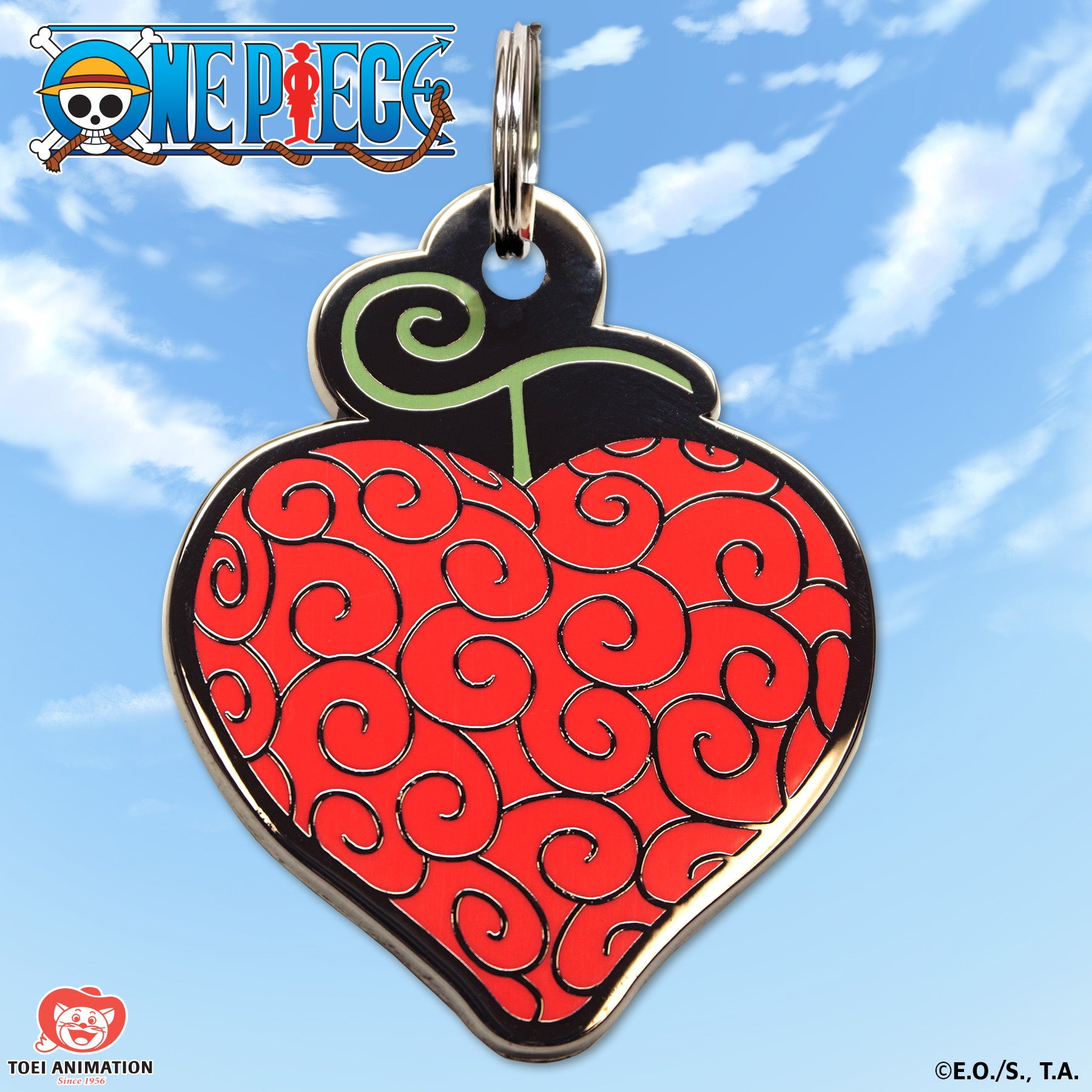 Close-up of the Op-Op Fruit Pet Tag inspired by One Piece.