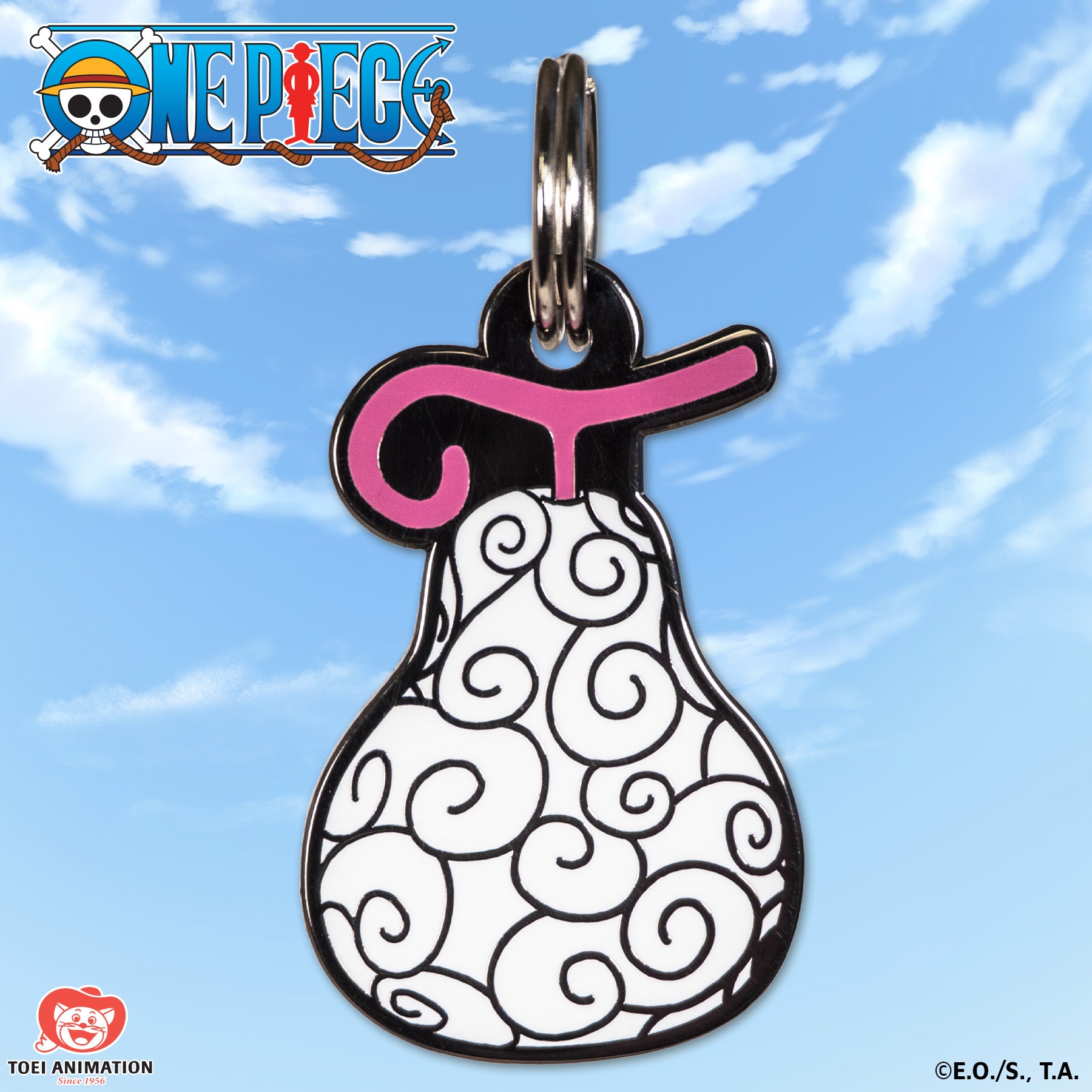 Close-up of the String-String Fruit Pet Tag inspired by One Piece.