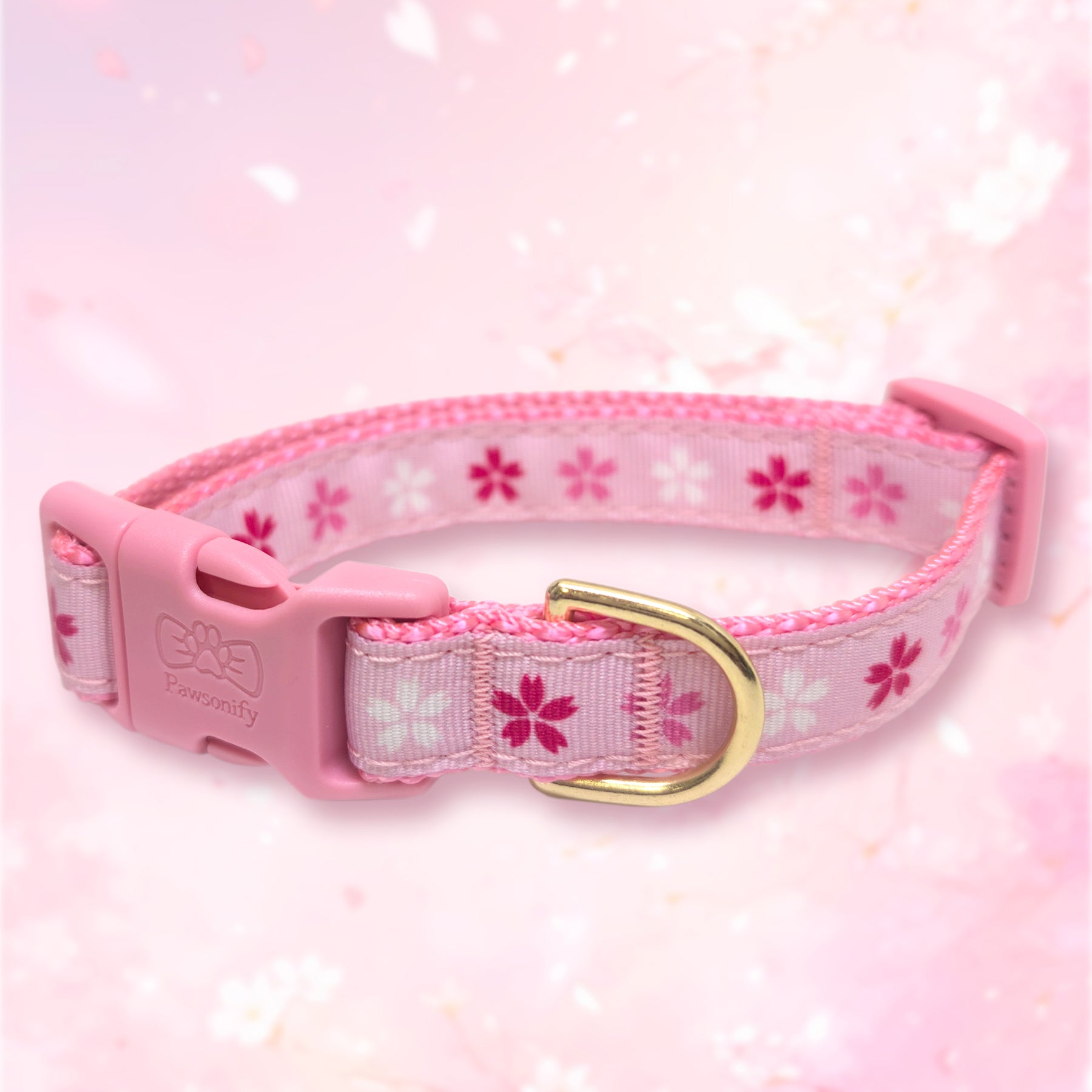  Cherry Blossom Dog Collar by Pawsonify - A stylish dog collar featuring a delicate cherry blossom design, perfect for adding a touch of elegance to your pet’s look.