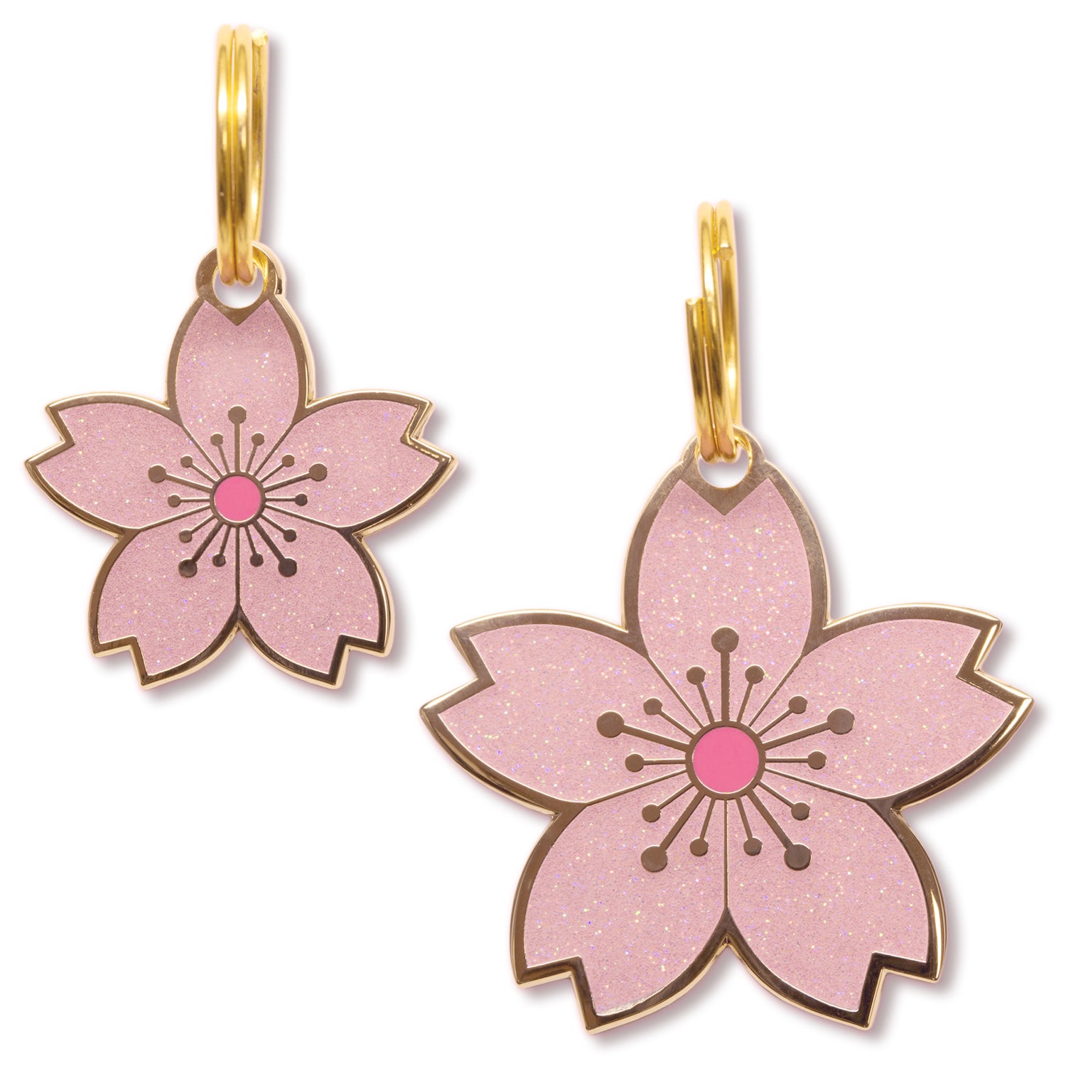 Cute cherry blossom ID tag for pets with glittery enamel 🐾