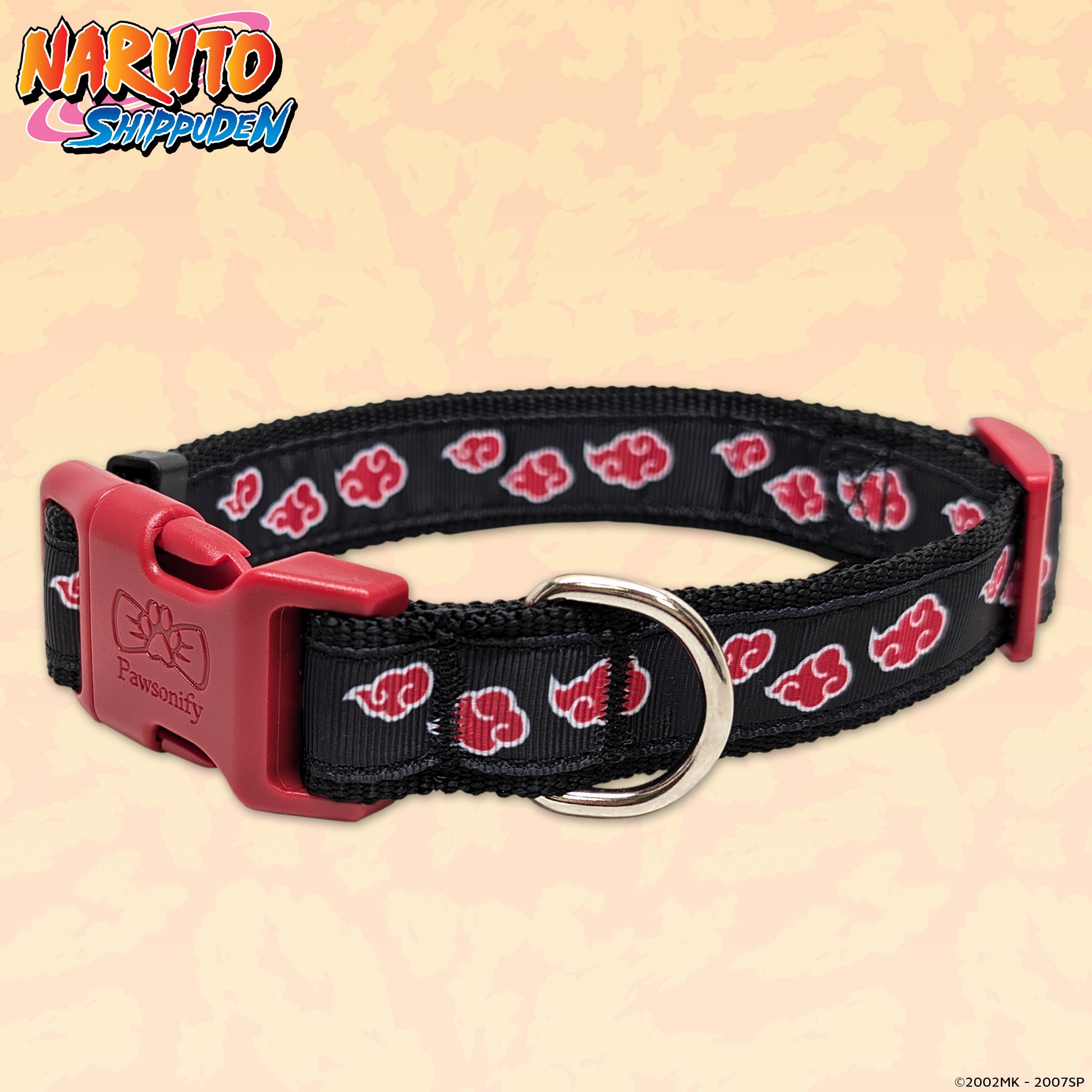 Naruto Shippuden - Akatsuki Medium Dog Collar #size_Dog: (XS) 8-12" / Dog: (S) 10-15" / Dog: (M) 15-20" / Dog: (L) 16-26"